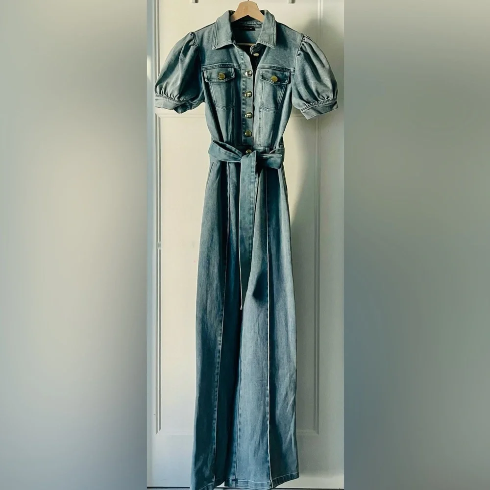 Stylish Denim Wide-Leg Pants - Picture 1 of 2
